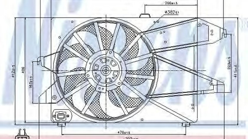 Ventilator, radiator FORD MONDEO III (B5Y) (2000 - 2007) NISSENS 85482 piesa NOUA