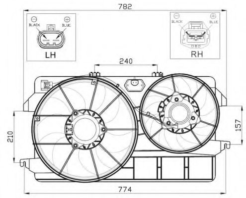 Ventilator, radiator FORD TRANSIT CONNECT (P65, P70, P80) (2002 - 2016) NRF 47450 piesa NOUA