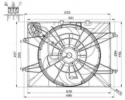 Ventilator, radiator HYUNDAI SONATA VI (YF) (2009 - 2016) NRF 47564 piesa NOUA
