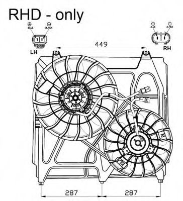 Ventilator, radiator KIA SORENTO I (JC) (2002 - 2009) NRF 47549 piesa NOUA
