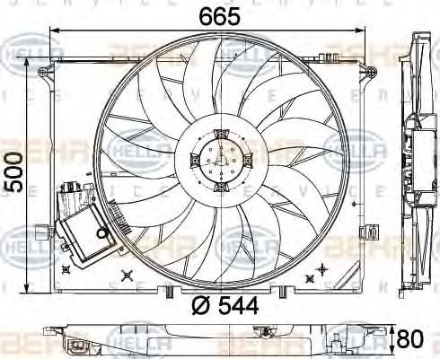 Ventilator, radiator MERCEDES S-CLASS (W220) (1998 - 2005) HELLA 8EW 351 040-091 piesa NOUA
