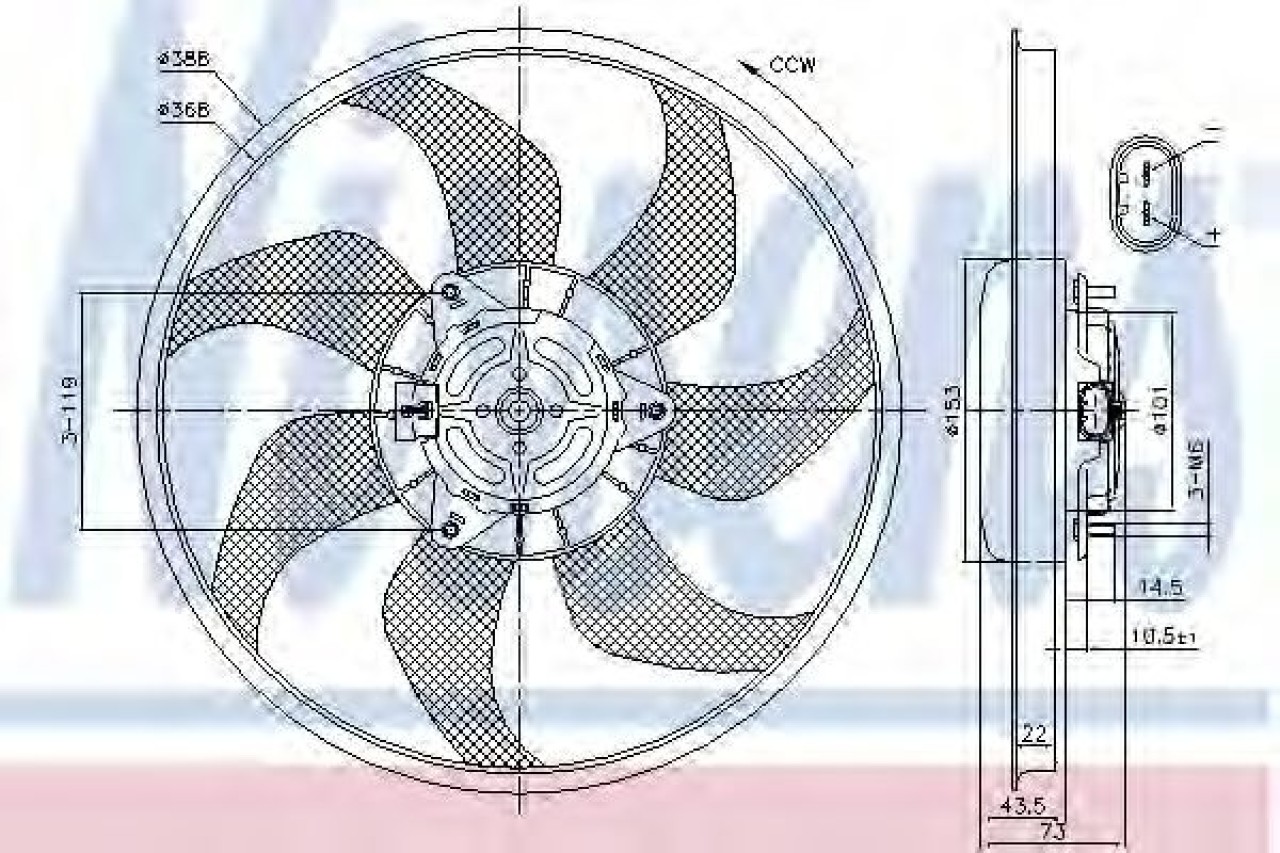 Ventilator, radiator OPEL ADAM (2012 - 2016) NISSENS 85776 piesa NOUA