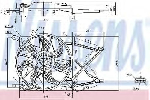 Ventilator, radiator OPEL ASTRA G Cabriolet (F67) (2001 - 2005) NISSENS 85154 piesa NOUA