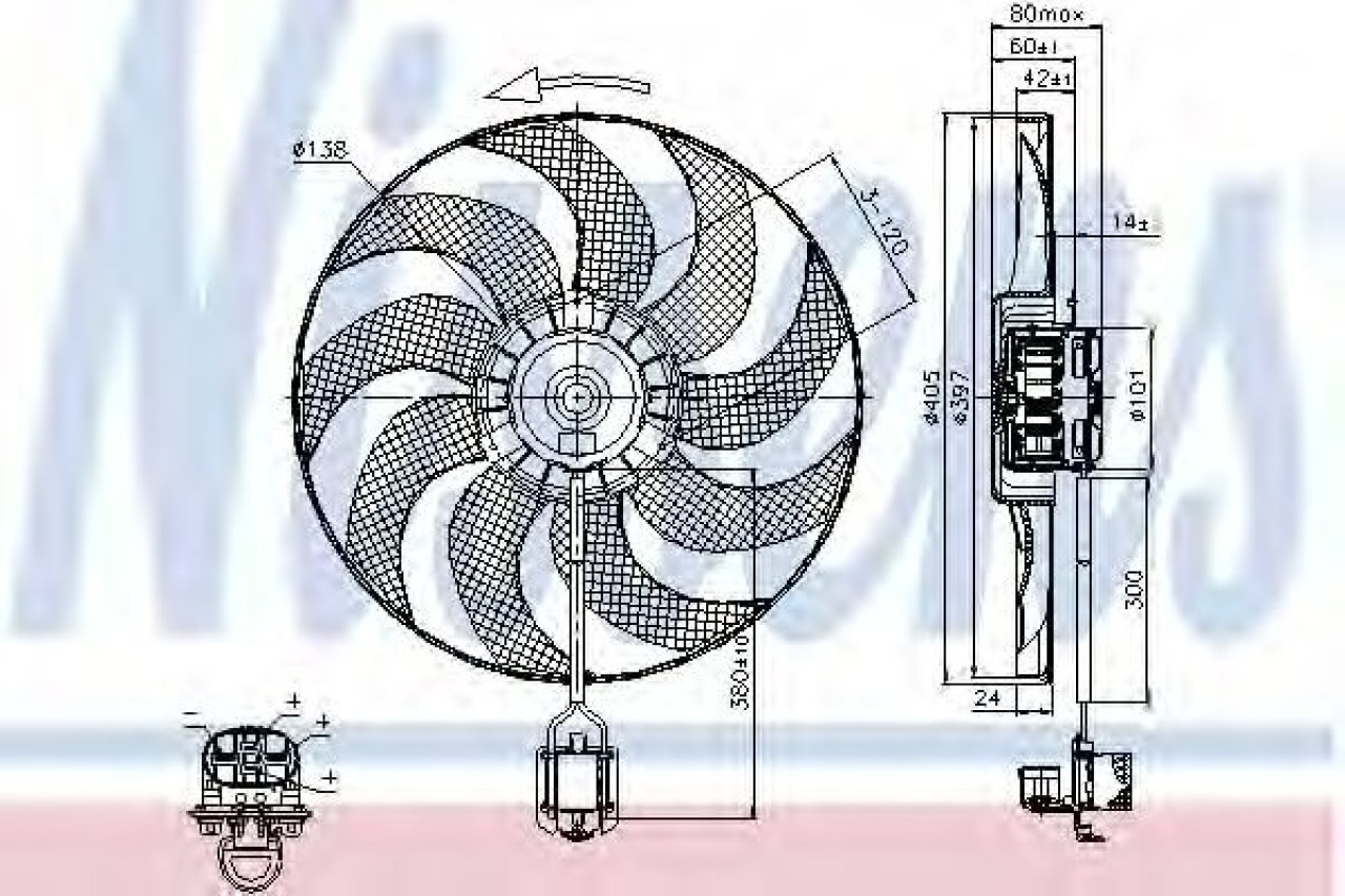 Ventilator, radiator OPEL ASTRA J GTC (2011 - 2016) NISSENS 85748 piesa NOUA