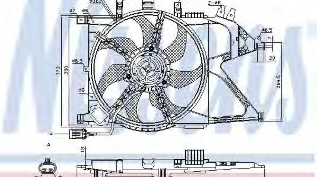 Ventilator, radiator OPEL COMBO Tour (2001 - 2016) NISSENS 85196 piesa NOUA