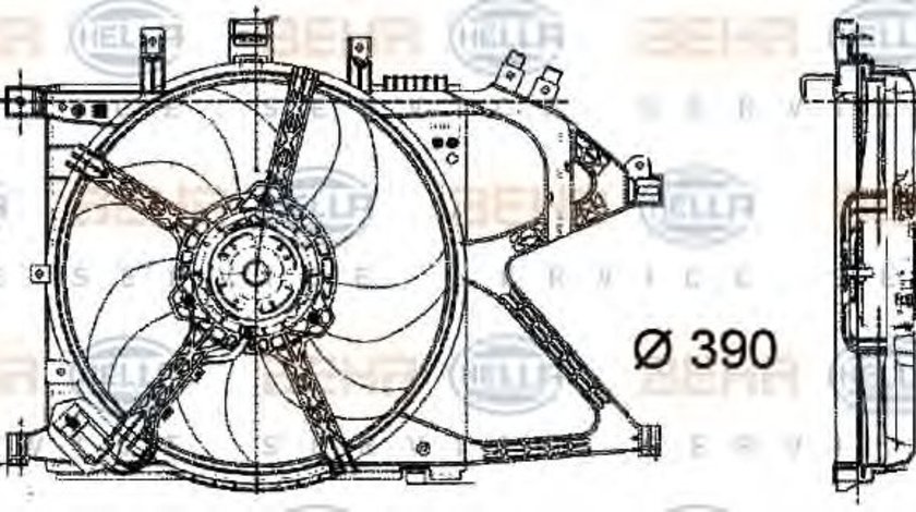 Ventilator, radiator OPEL CORSA C (F08, F68) (2000 - 2009) HELLA 8EW 009 157-441 piesa NOUA