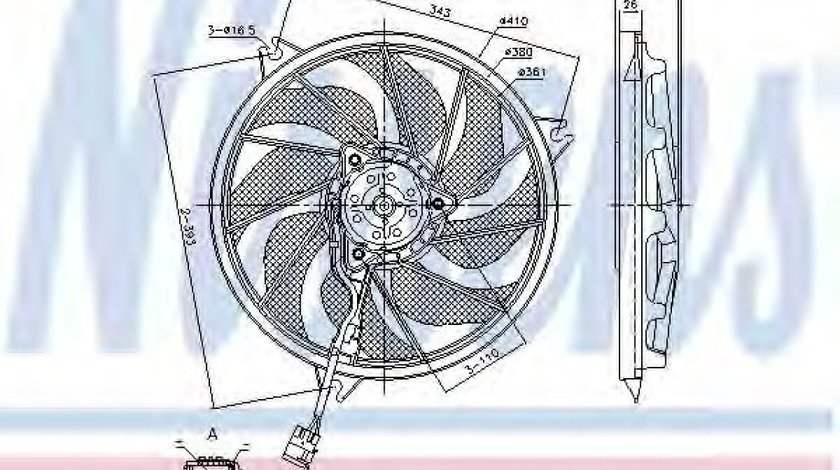 Ventilator, radiator PEUGEOT 206 CC (2D) (2000 - 2016) NISSENS 85787 piesa NOUA