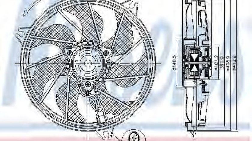 Ventilator, radiator PEUGEOT 206 CC (2D) (2000 - 2016) NISSENS 85607 piesa NOUA