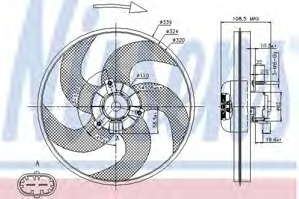 Ventilator, radiator PEUGEOT 206 CC (2D) (2000 - 2016) NISSENS 85672 piesa NOUA
