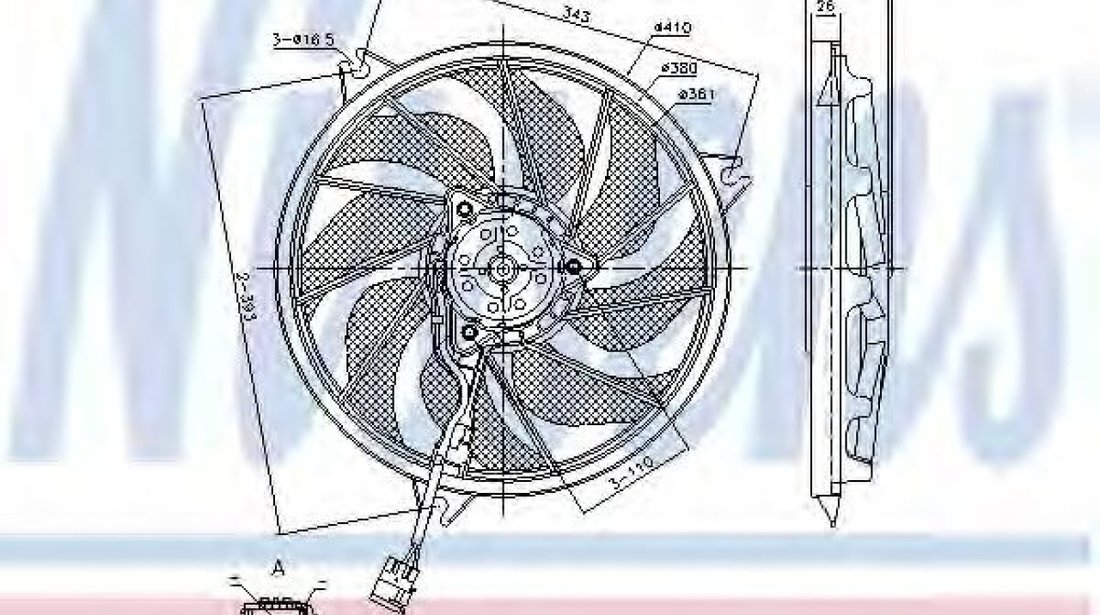 Ventilator, radiator PEUGEOT 206 SW (2E/K) (2002 - 2016) NISSENS 85787 piesa NOUA