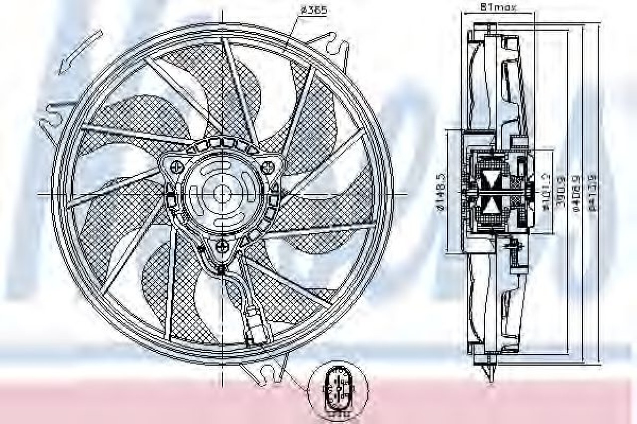 Ventilator, radiator PEUGEOT 206 SW (2E/K) (2002 - 2016) NISSENS 85607 piesa NOUA