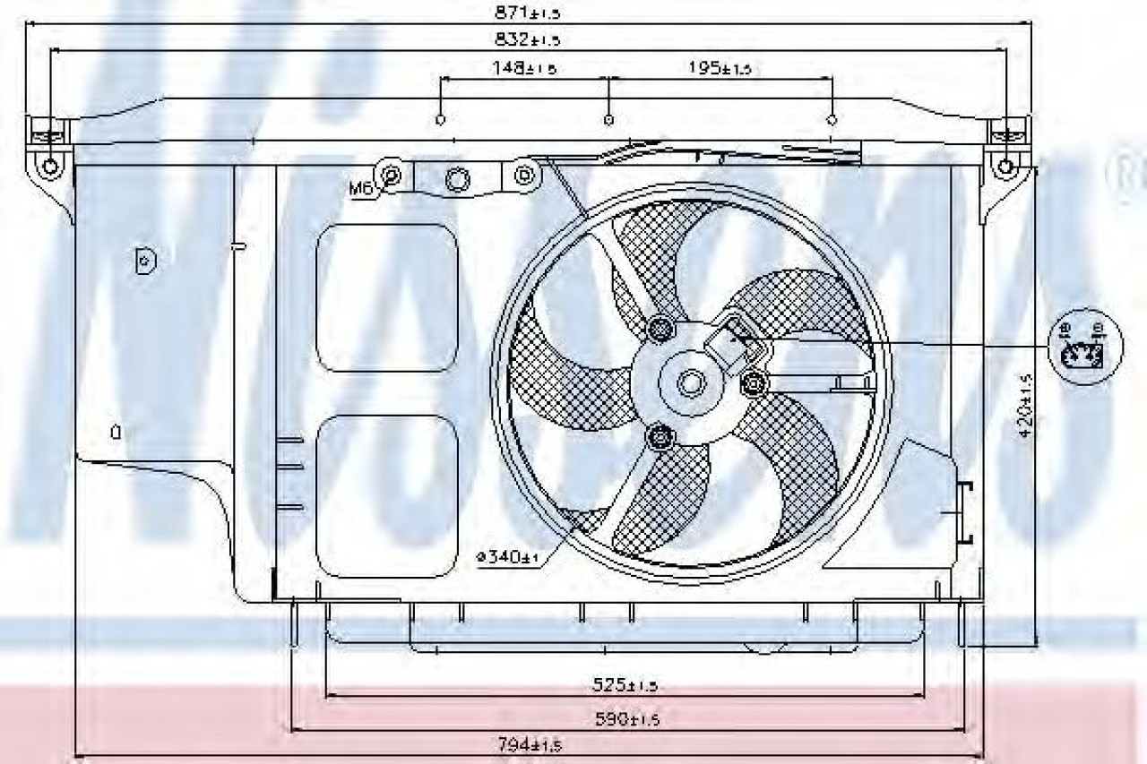 Ventilator, radiator PEUGEOT 206 SW (2E/K) (2002 - 2016) NISSENS 85007 piesa NOUA