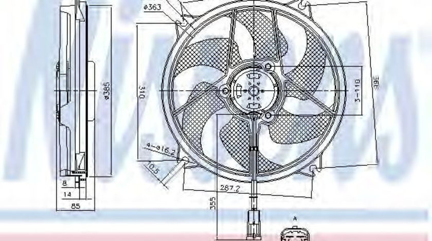 Ventilator, radiator PEUGEOT 307 (3A/C) (2000 - 2016) NISSENS 85788 piesa NOUA