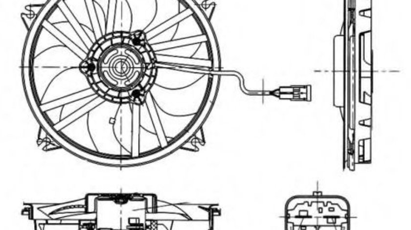 Ventilator, radiator PEUGEOT 307 CC (3B) (2003 - 2016) NRF 47665 piesa NOUA