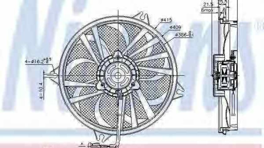 Ventilator radiator PEUGEOT 607 9D 9U NISSENS 85605