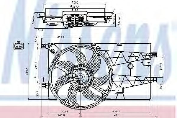 Ventilator, radiator PEUGEOT BIPPER Tepee (2008 - 2016) NISSENS 85693 piesa NOUA