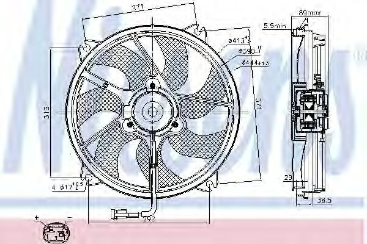 Ventilator, radiator PEUGEOT EXPERT Tepee (VF3V) (2007 - 2016) NISSENS 85606 piesa NOUA