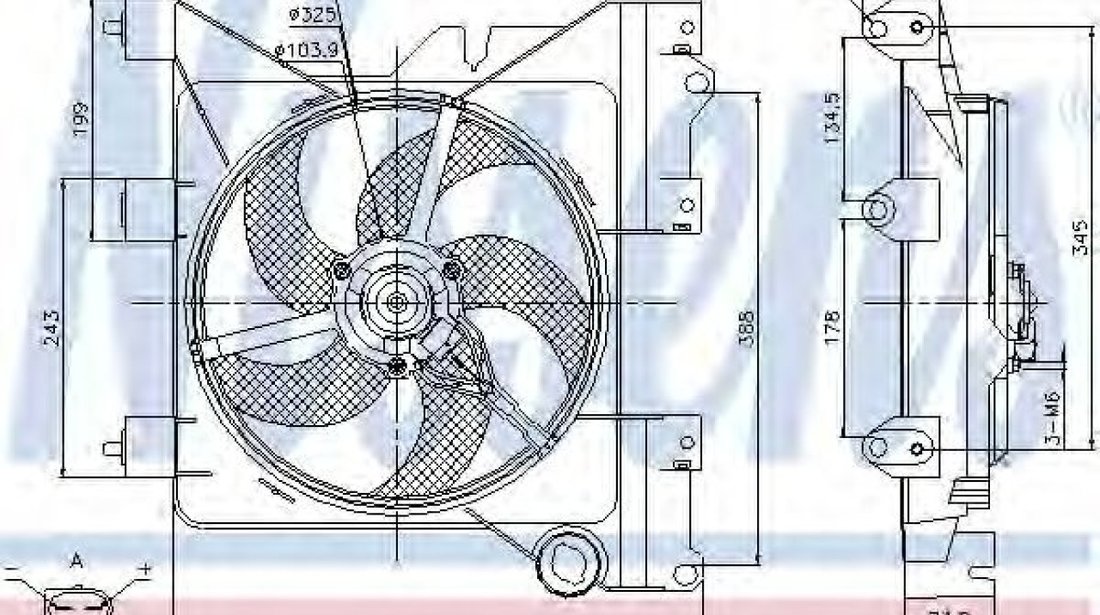 Ventilator, radiator PEUGEOT PARTNER caroserie (5) (1996 - 2012) NISSENS 85316 piesa NOUA