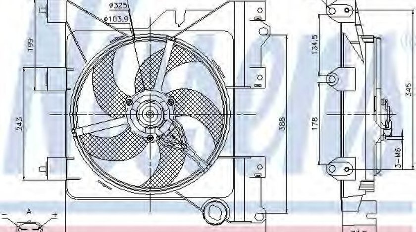 Ventilator, radiator PEUGEOT PARTNER caroserie (5) (1996 - 2012) NISSENS 85316 piesa NOUA
