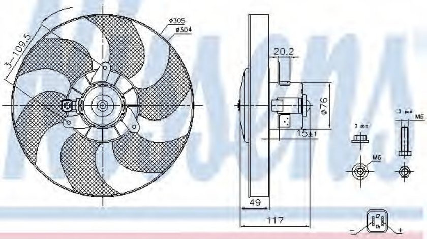 Ventilator, radiator PEUGEOT PARTNER caroserie (5) (1996 - 2012) NISSENS 85658 piesa NOUA