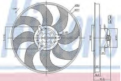 Ventilator, radiator RENAULT KANGOO Express (FC0/1) (1997 - 2007) NISSENS 85794 piesa NOUA