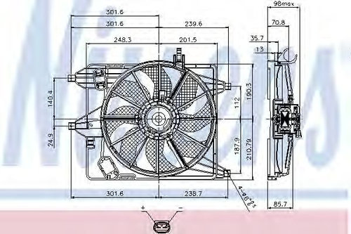 Ventilator, radiator RENAULT KANGOO Express (FC0/1) (1997 - 2007) NISSENS 85252 piesa NOUA