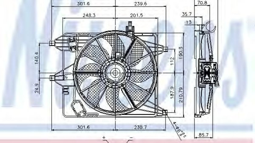 Ventilator, radiator RENAULT KANGOO Express (FC0/1) (1997 - 2007) NISSENS 85252 piesa NOUA