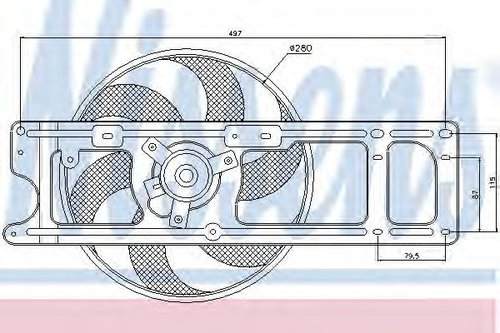 Ventilator, radiator RENAULT SYMBOL I (LB0/1/2) (1998 - 2008) NISSENS 85253 piesa NOUA