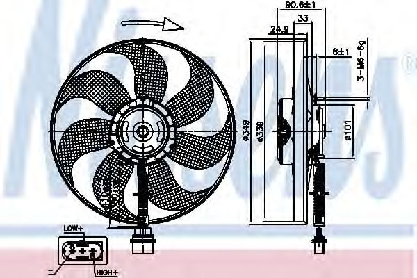 Ventilator, radiator SEAT LEON (1M1) (1999 - 2006) NISSENS 85544 piesa NOUA
