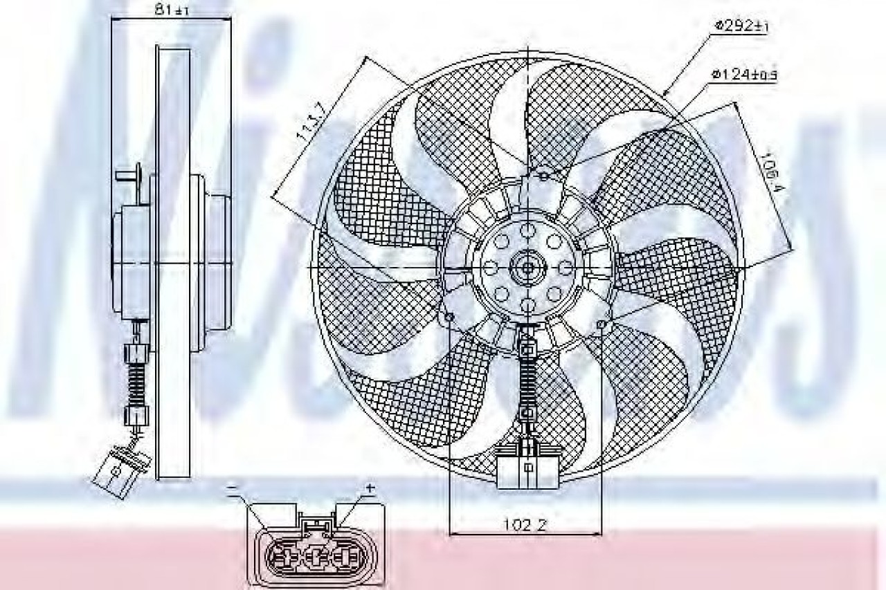 Ventilator, radiator SEAT TOLEDO II (1M2) (1998 - 2006) NISSENS 85715 piesa NOUA
