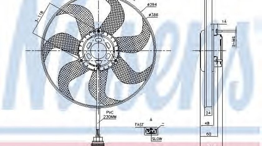 Ventilator, radiator SKODA RAPID (NH3) (2012 - 2016) NISSENS 85798 piesa NOUA