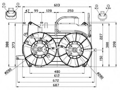 Ventilator, radiator TOYOTA PRIUS Hatchback (NHW2) (2003 - 2009) NRF 47673 piesa NOUA