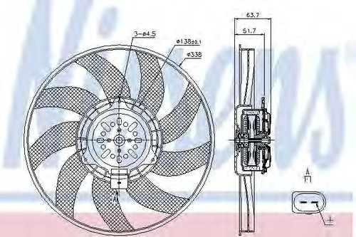 Ventilator, radiator TOYOTA YARIS VERSO (NLP2, NCP2) (1999 - 2005) NISSENS 85727 piesa NOUA