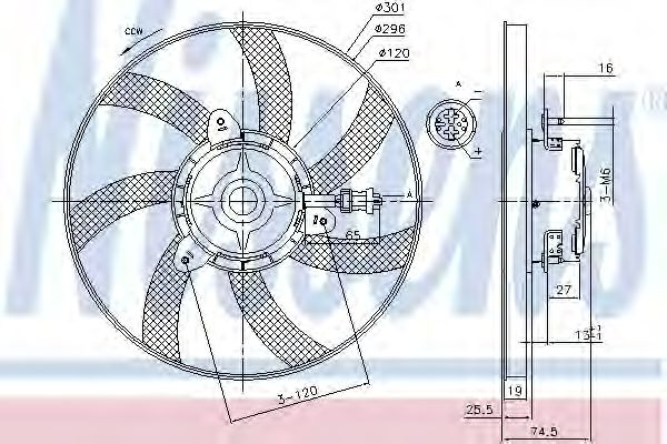 Ventilator, radiator VW CADDY II Caroserie (9K9A) (1995 - 2004) NISSENS 85800 piesa NOUA