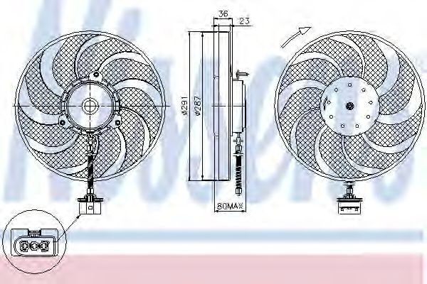 Ventilator, radiator VW GOLF IV (1J1) (1997 - 2005) NISSENS 85545 piesa NOUA