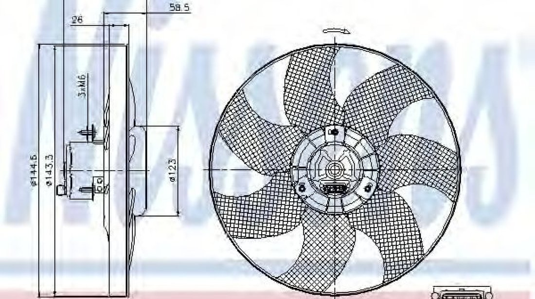 Ventilator, radiator VW LUPO (6X1, 6E1) (1998 - 2005) NISSENS 85542 piesa NOUA