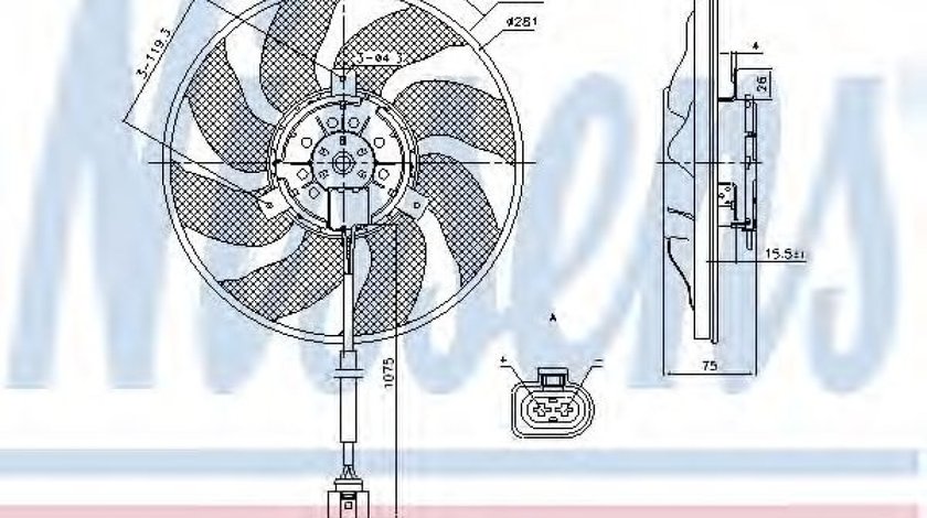 Ventilator, radiator VW MULTIVAN V (7HM, 7HN, 7HF, 7EF, 7EM, 7EN) (2003 - 2015) NISSENS 85806 piesa NOUA