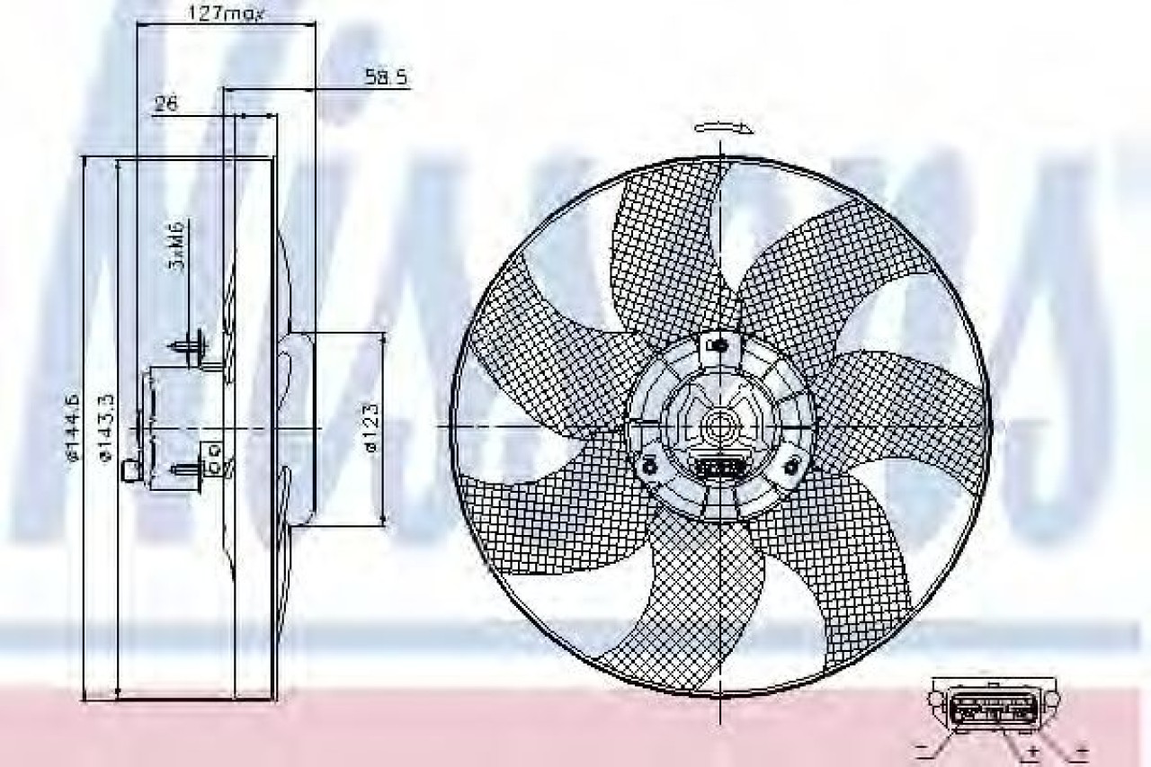 Ventilator, radiator VW POLO Variant (6KV5) (1997 - 2001) NISSENS 85542 piesa NOUA