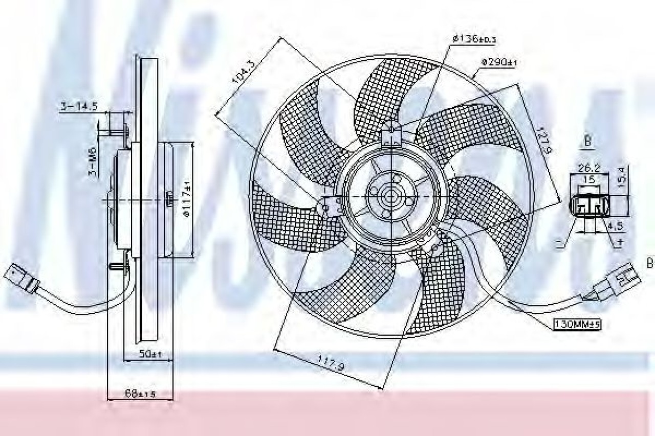 Ventilator, radiator VW TOURAN (1T1, 1T2) (2003 - 2010) NISSENS 85680 piesa NOUA