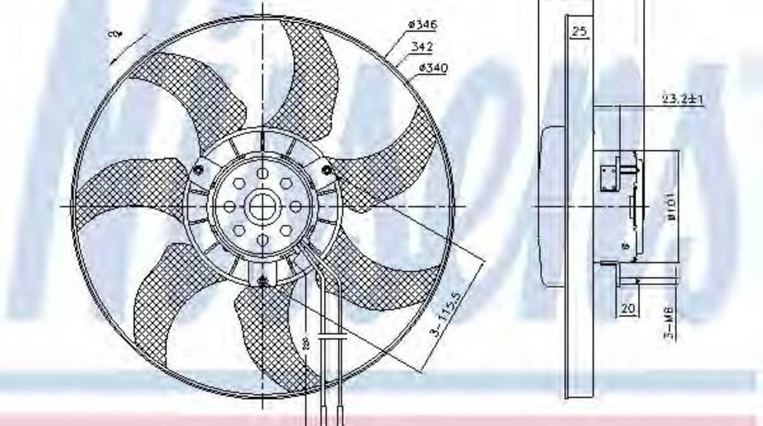 Ventilator, radiator VW TRANSPORTER IV bus (70XB, 70XC, 7DB, 7DW, 7DK) (1990 - 2003) NISSENS 85802 piesa NOUA