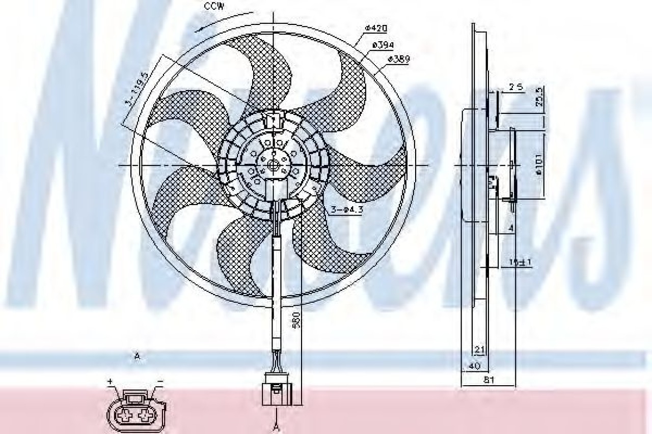 Ventilator, radiator VW TRANSPORTER V bus (7HB, 7HJ, 7EB, 7EJ, 7EF, 7EG, 7HF, 7EC) (2003 - 2016) NISSENS 85805 piesa NOUA