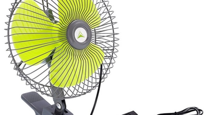 Ventilator Rotativ 12V / 21W, Diametru 20 Cm, Montat Cu O Clemă Sau Suruburi Carmotion Verde 86337