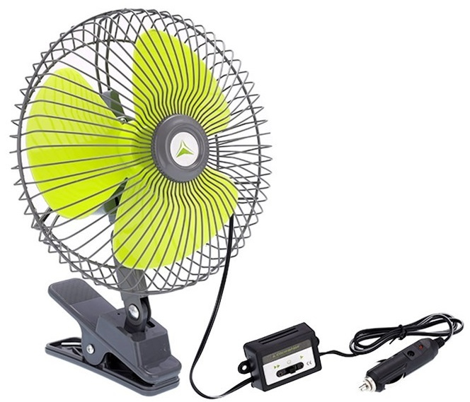 Ventilator Rotativ 12V 21W, Diametru 20 cm, Prindere Cu Clemă Sau Cu Suruburi Carmotion Verde 86337