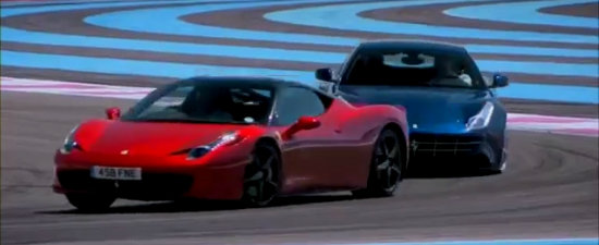 VIDEO: Ferrari FF si Jeremy Clarkson se iau la intrecere cu modelul 458 Italia