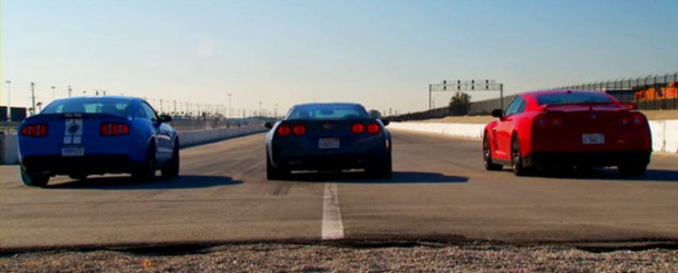 Video: Nissan GT-R, Chevy Corvette Z06 si Shelby GT500 iau cu asalt pista de drag!