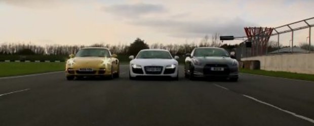 Video: Noul Porsche 911 Turbo, pus fata in fata cu Nissan GT-R si Audi R8 V10