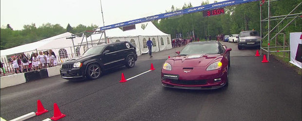 VIDEO: Sesiune de drag race cu un Corvette ZR1, un Jeep de 1.200 CP si doua AMG-uri