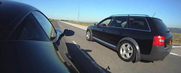 VIDEO: Un Audi A6 Allroad provoaca un 458 Italia la o cursa in linie dreapta