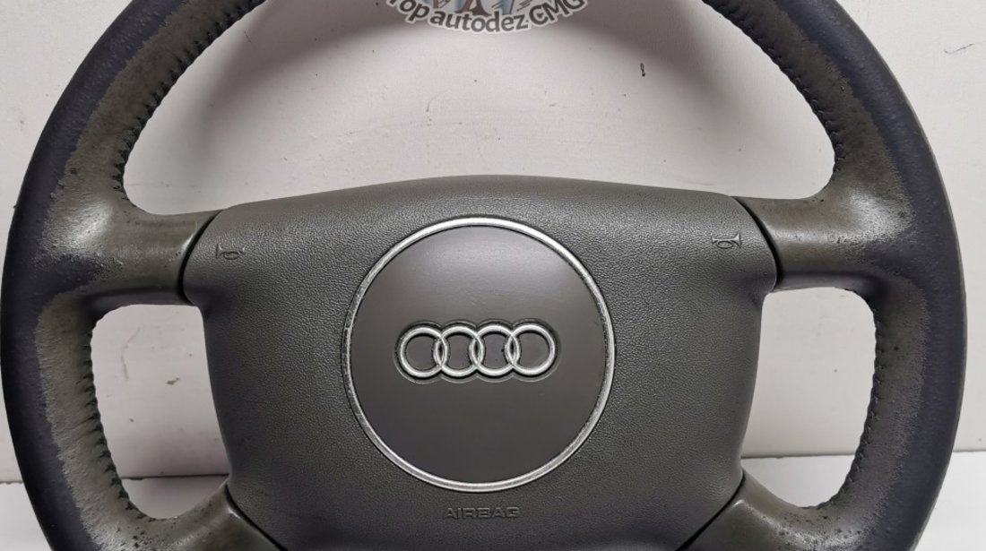 Volan Audi A4 B6 gri cu airbag imbracat in piele