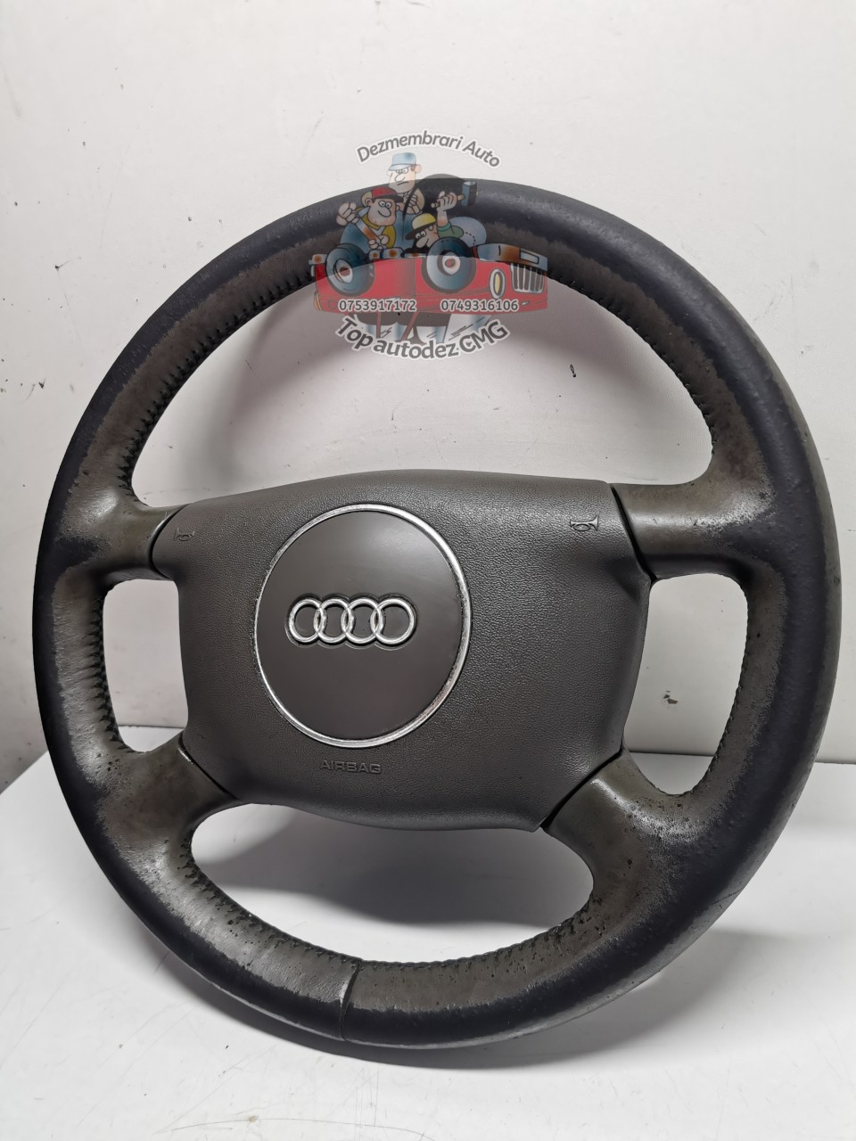 Volan Audi A4 B6 gri cu airbag imbracat in piele